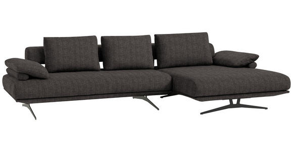 ECKSOFA in Chenille Dunkelbraun  - Dunkelbraun/Schwarz, Design, Textil/Metall (334/168cm) - Dieter Knoll