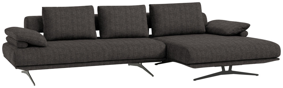 ECKSOFA in Chenille Dunkelbraun  334/168 cm  - Dunkelbraun/Schwarz, Design, Textil/Metall (334/168cm) - Dieter Knoll