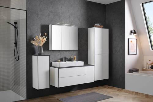 HOCHSCHRANK 62,8/163,3/32,0 cm  - Weiß Hochglanz/Schwarz, Basics, Glas/Holzwerkstoff (62,8/163,3/32,0cm) - Voleo