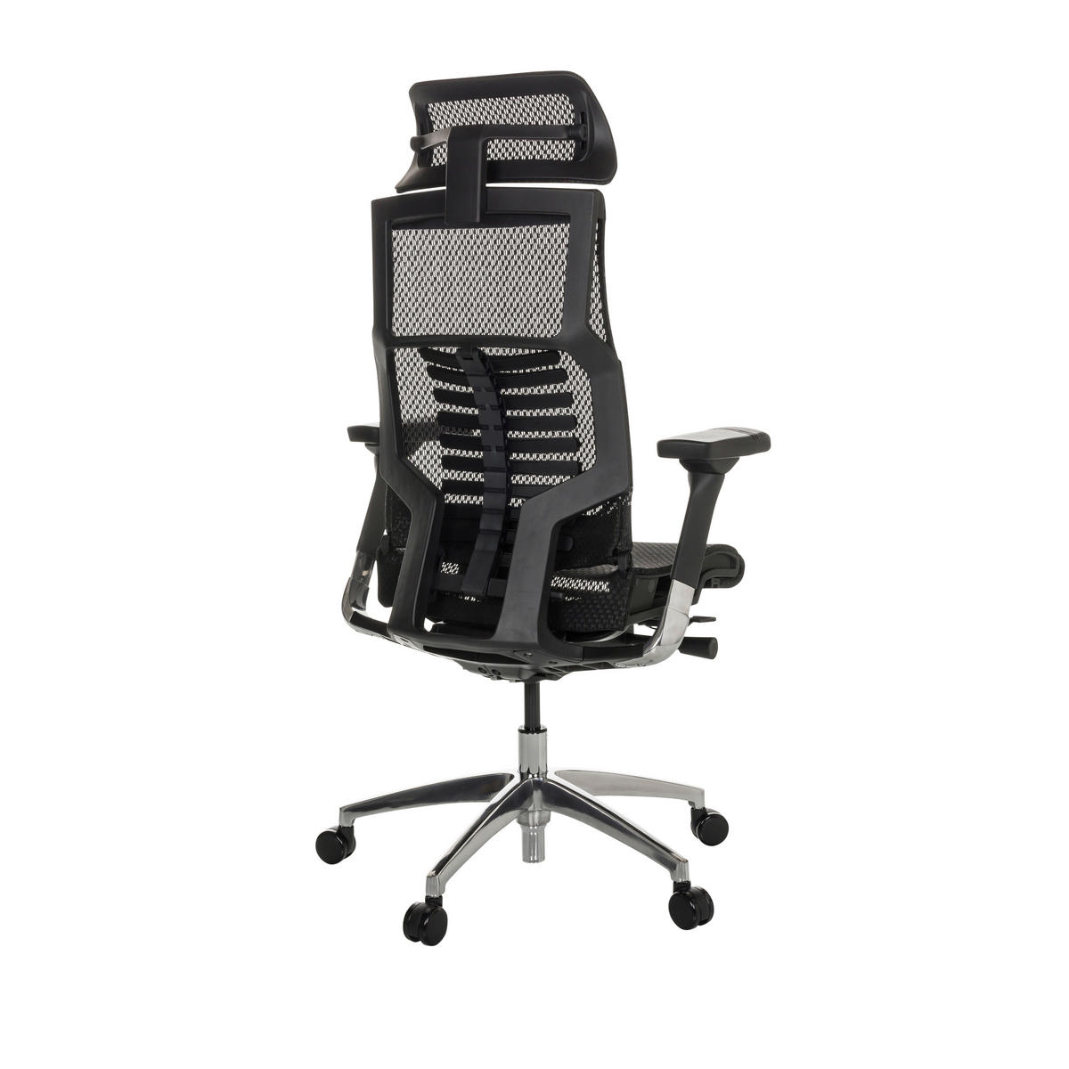 DREHSTUHL Netz Schwarz  - Silberfarben/Schwarz, Basics, Kunststoff/Textil (67/119-135/60cm) - MID.YOU