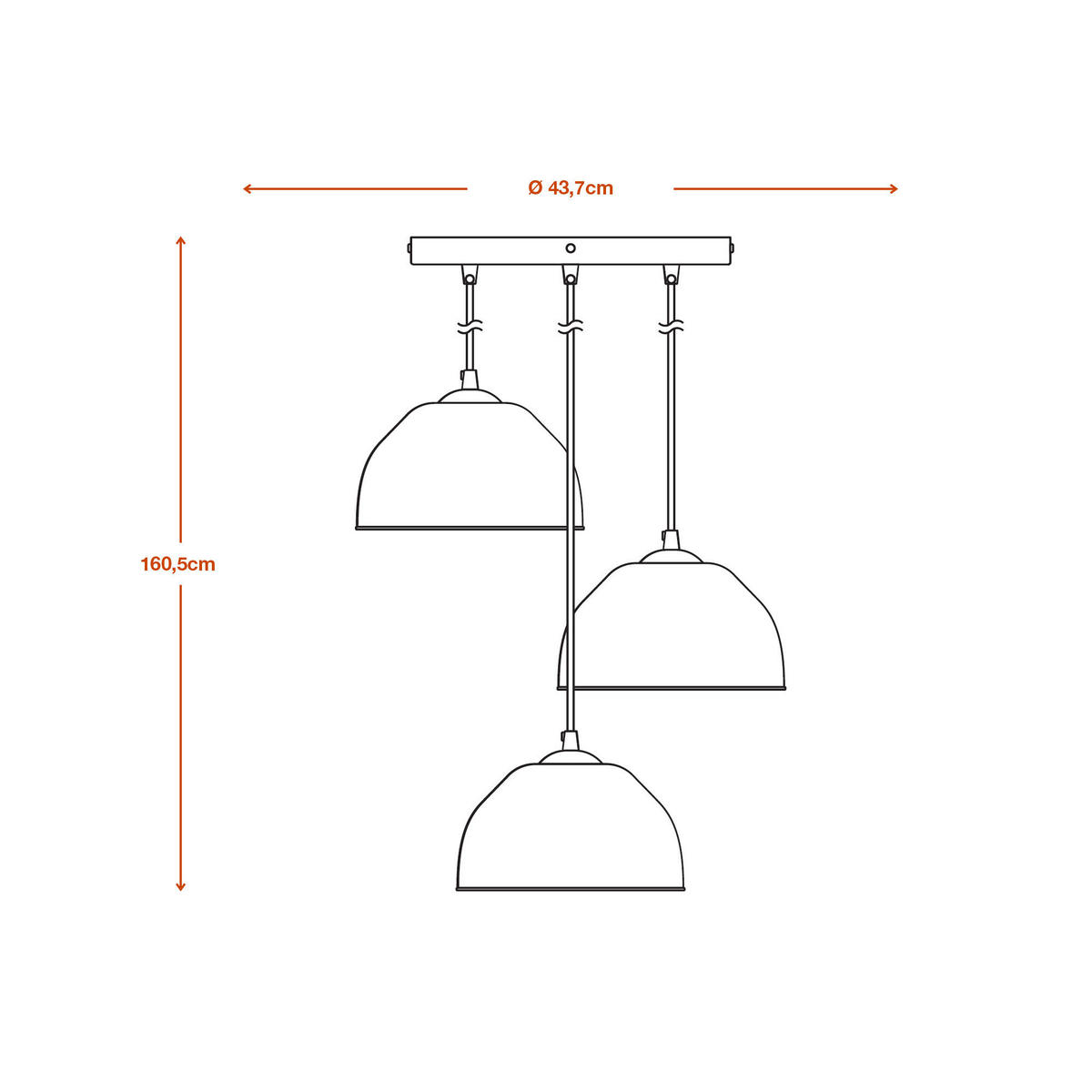 PENDELLEUCHTE 43,7/160,5 cm   - KONVENTIONELL, Papier/Metall (43,7/160,5cm) - Ledvance