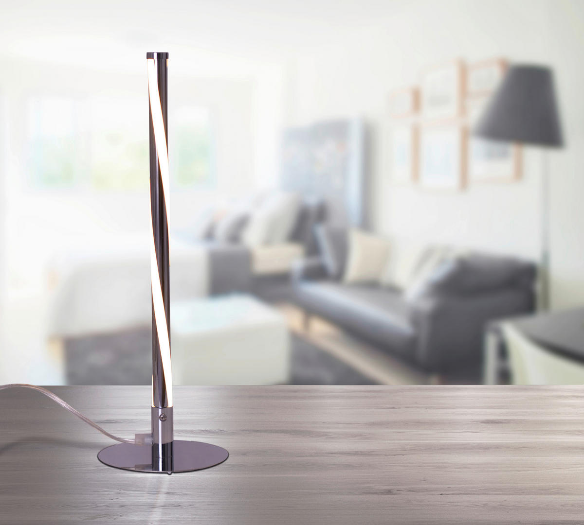 LED-TISCHLEUCHTE 13,5/40 cm   - Chromfarben, Design, Kunststoff/Metall (13,5/40cm) - Näve