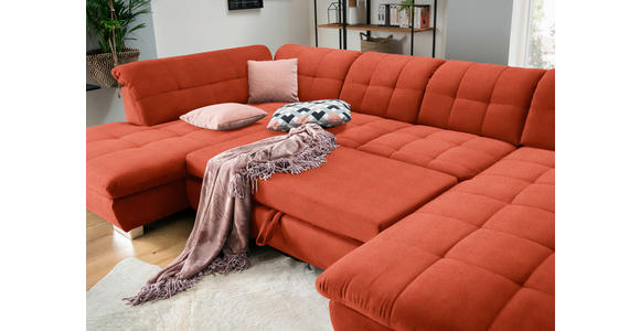 WOHNLANDSCHAFT in Mikrofaser Orange - Chromfarben/Orange, Design, Kunststoff/Textil (211/350/204cm) - Xora