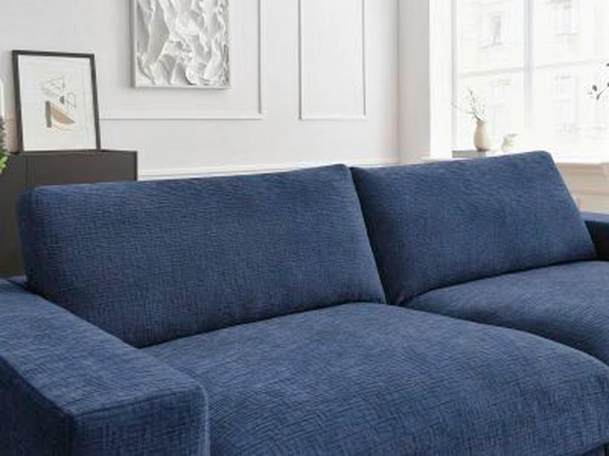 3-SITZER-SOFA LEONARD Struktur Dunkelblau  - Schwarz/Dunkelblau, MODERN, Kunststoff/Textil (274/77/109cm)