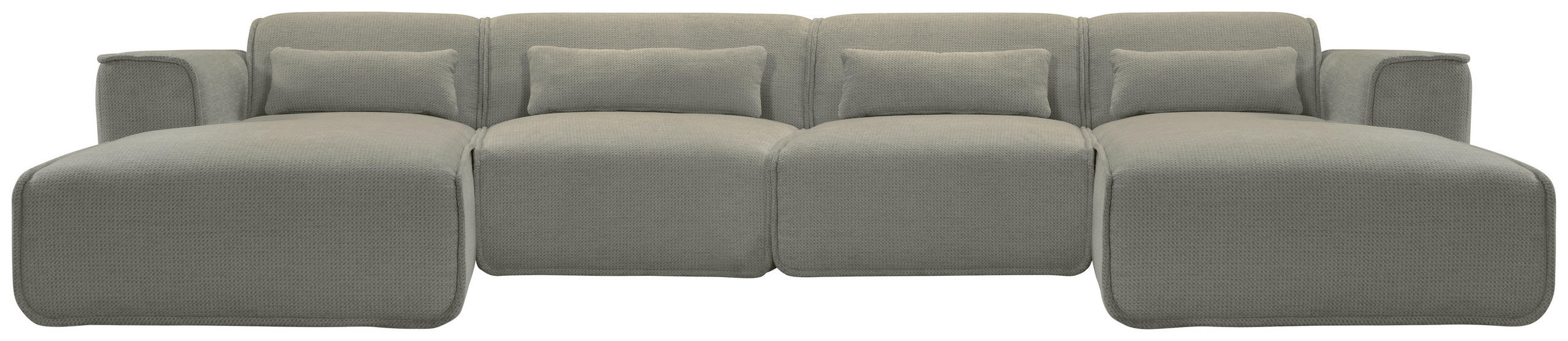 WOHNLANDSCHAFT LOMOCO MATEO Hellgrau Flachgewebe  - Hellgrau/Schwarz, Design, Kunststoff/Textil (165/386/165cm) - Lomoco