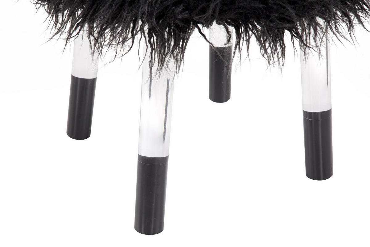 HOCKER Plüsch Schwarz  - Transparent/Schwarz, Design, Kunststoff/Textil (41/46/41cm) - Kayoom