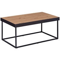 COUCHTISCH 90/55/40 cm rechteckig Eiche Artisan, Schwarz  - Schwarz/Eiche Artisan, Design, Holzwerkstoff/Metall (90/55/40cm) - Livetastic
