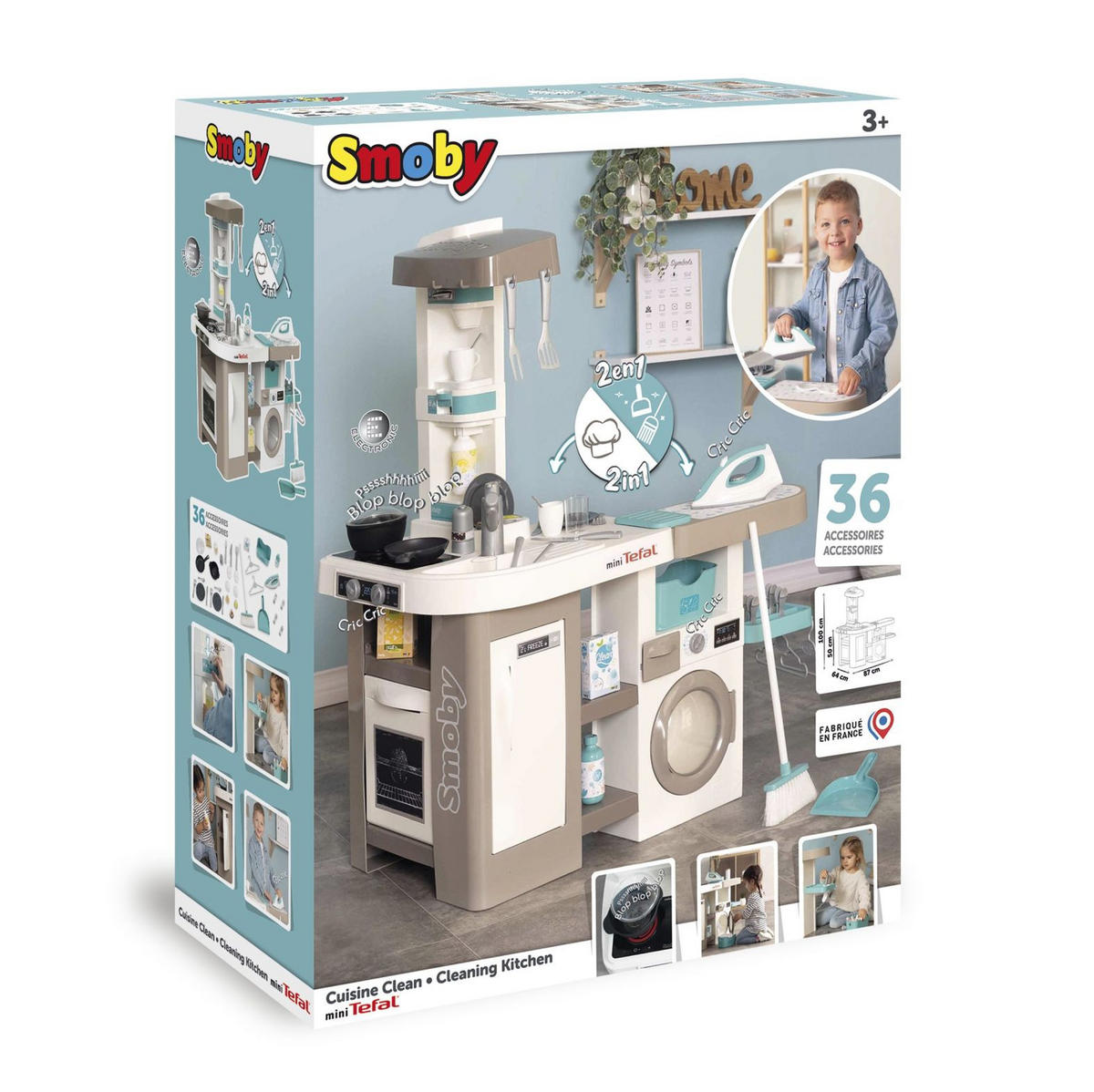 SMOBY 2v1 TEFAL STUDIO KUCHYŇA - viacfarebná, Basics, plast (65,9/25,9/74,7cm) - Simba