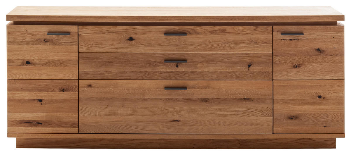 KOMODA, barve hrasta  - barve hrasta/antracit, Natur, kovina/leseni material (210/84/44cm) - Linea Natura