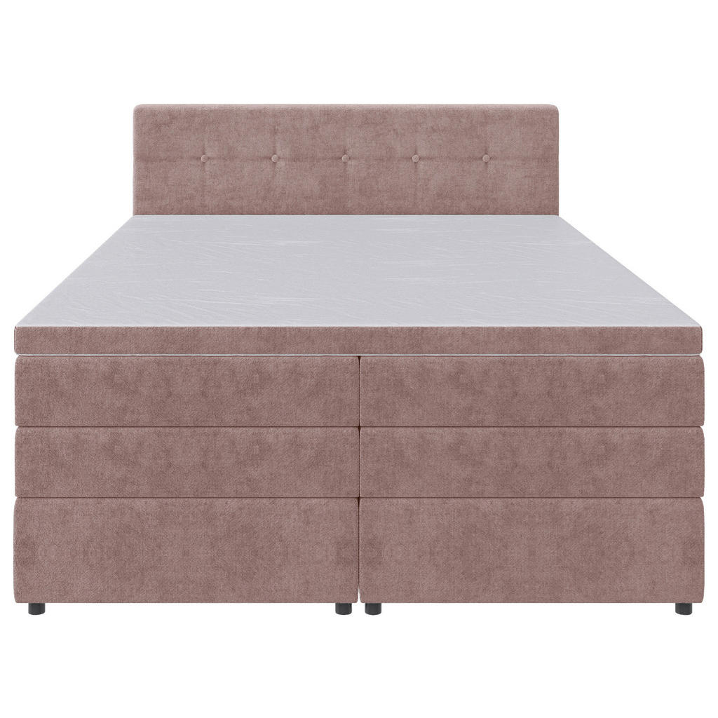 Thumbnail - Carryhome Boxspringbett, Hellrot, Textil, H3, Höhe ca. 18 cm, 160x200 cm, gepolstertes Kopfteil, Topper durchgehend, in ...