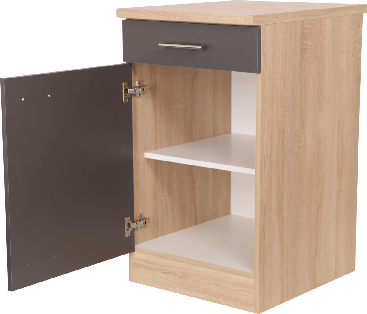 KÜCHENUNTERSCHRANK 50/84,8/60 cm  in Grau, Eichefarben  - Eichefarben/Silberfarben, Basics, Holzwerkstoff/Metall (50/84,8/60cm) - Respekta