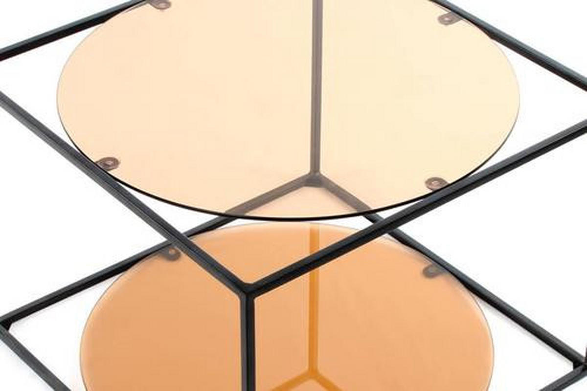 BEISTELLTISCH in Metall, Glas 50/50/36 cm  - Terracotta/Schwarz, Basics, Glas/Metall (50/50/36cm) - Kayoom