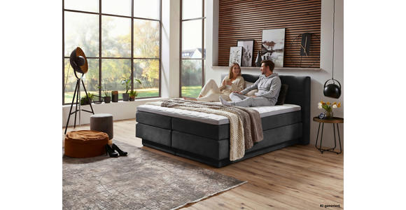 BOXSPRINGBETT 180/200 cm  in Anthrazit  - Anthrazit/Schwarz, KONVENTIONELL, Kunststoff/Textil (180/200cm) - Carryhome