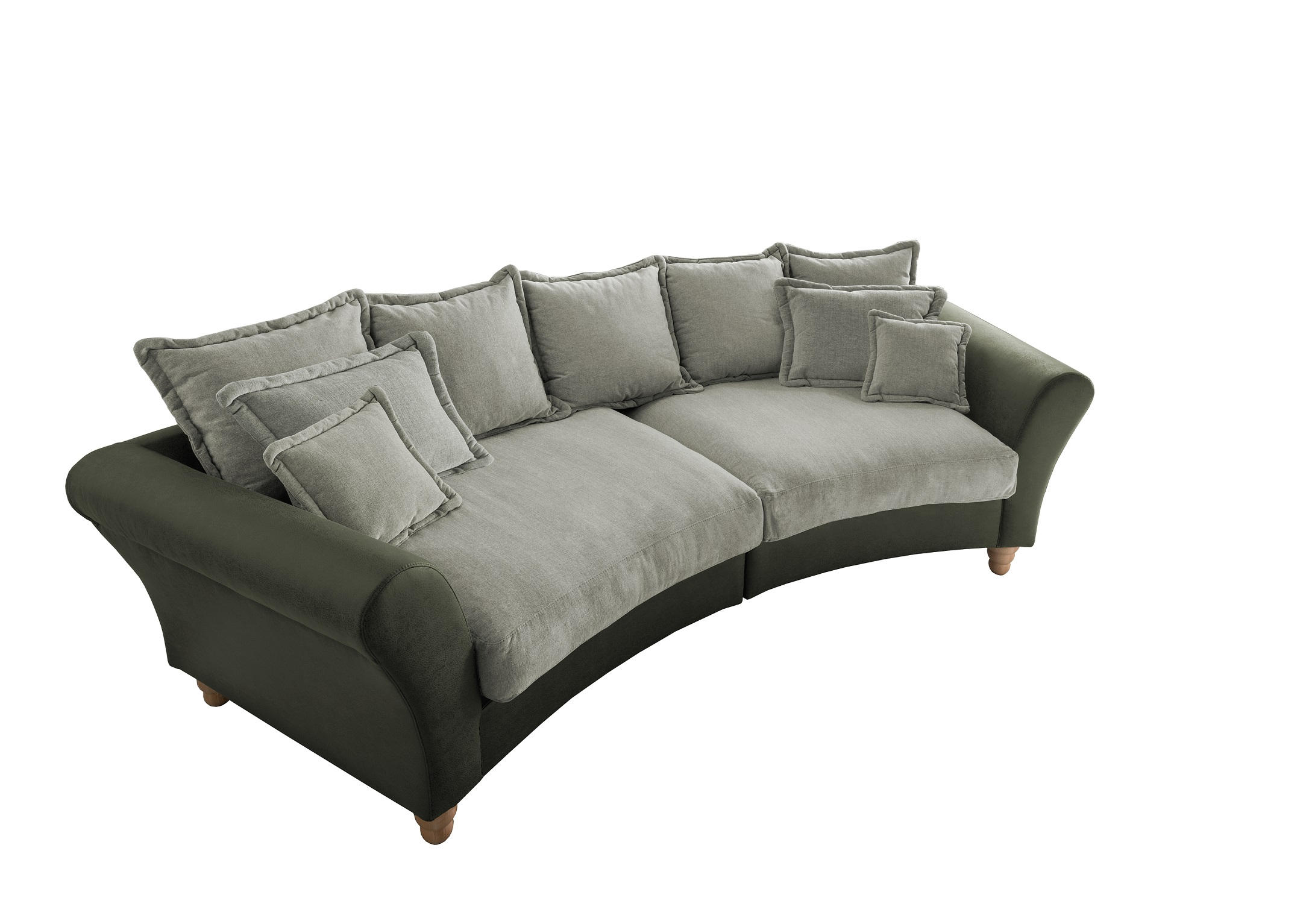 BIGSOFA Chenille, Mikrofaser Grün, Hellgrün - Wildeiche/Hellgrün, MODERN, Holz/Textil (328/98/134cm) - Livetastic