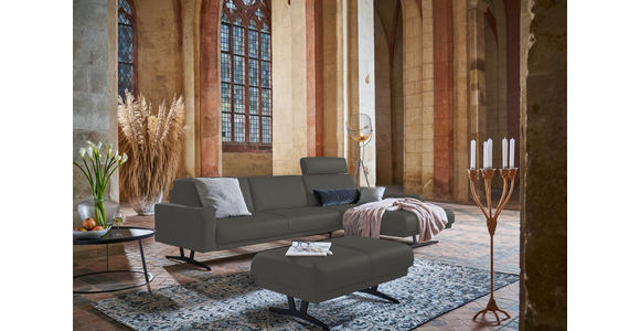 ECKSOFA in Echtleder Grau  - Anthrazit/Grau, KONVENTIONELL, Leder/Metall (324/182cm) - Ambiente