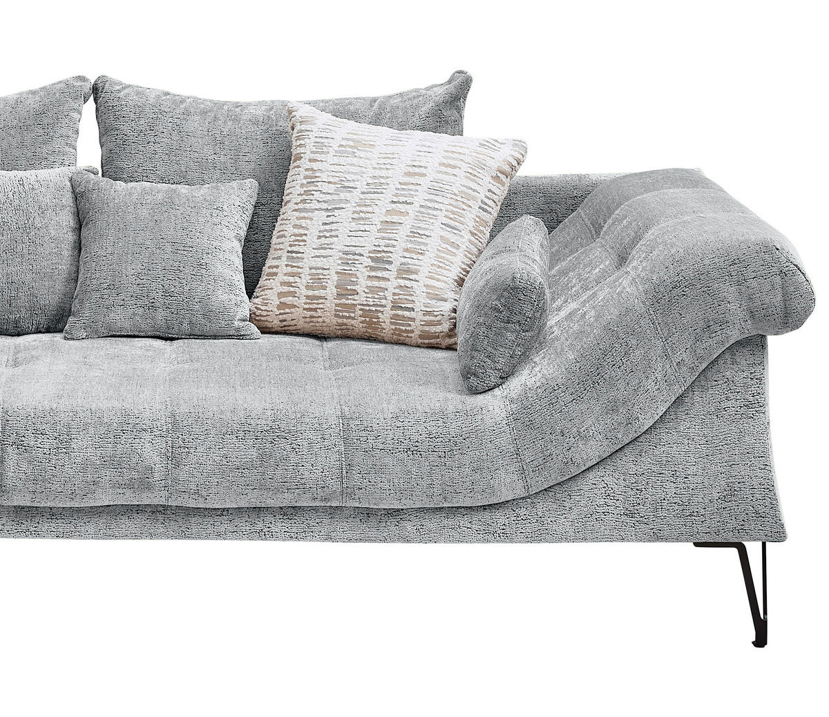 ECKSOFA GARDA Hellblau Chenille Zierkissen, Rückenkissen, Nierenkissen, Rücken echt  - Schwarz/Hellblau, KONVENTIONELL, Textil/Metall (192/310cm) - Livetastic