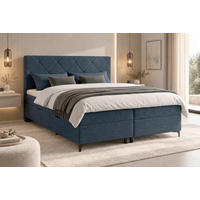 BOXBETT 180/200 cm,  in Petrol, Bettkasten, Topper, H3 + H3 = fest  - Petrol/Schwarz, MODERN, Holz/Textil (180/200cm) - MID.YOU
