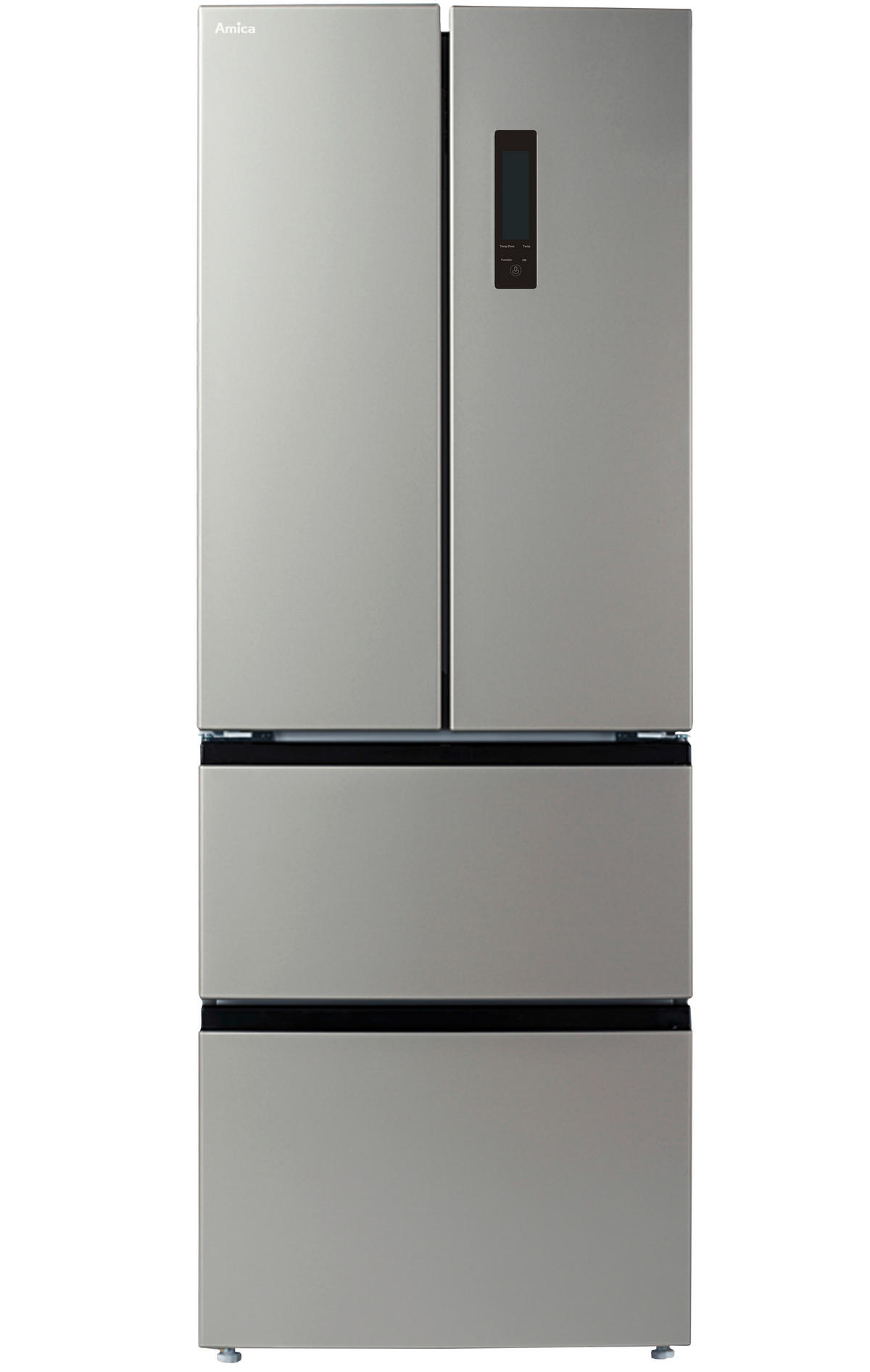 KÜHL-GEFRIER-KOMBINATION KGCN388180E  - Edelstahlfarben/Schwarz, Basics, Metall (65,4/180,3/71,7cm) - Amica