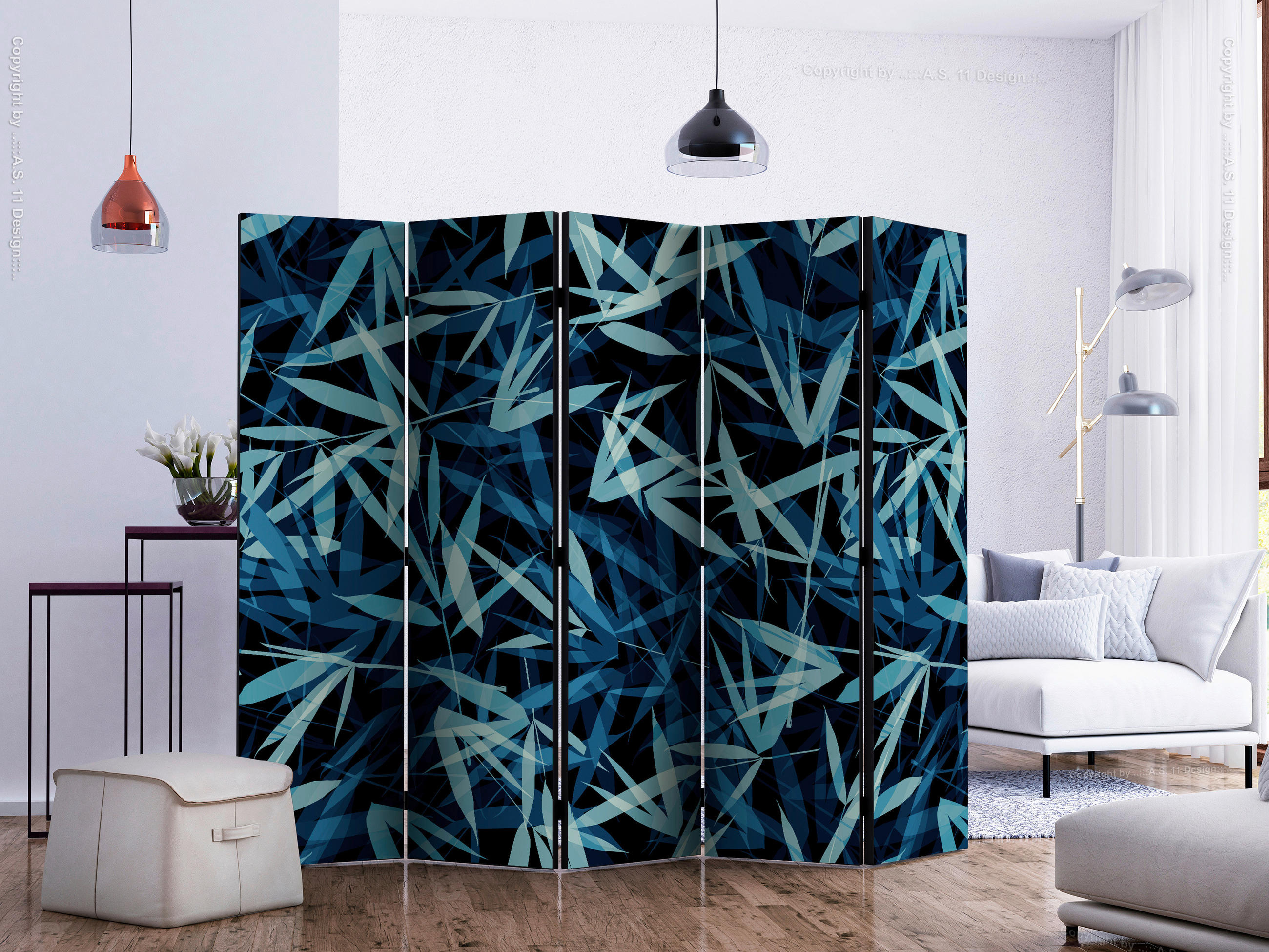 SKÄRMVÄGG  i trä, textil  blå, mintgrön  - mintgrön/blå, Basics, trä/textil (225/172/3cm) - artgeist