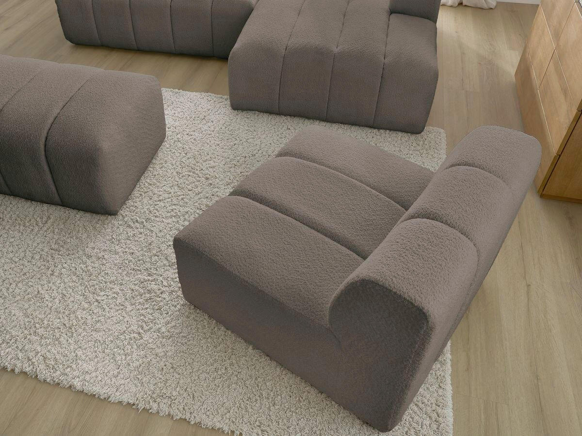 ECKSOFA Ottomane rechts  ANNECY Taupe Bouclé  - Taupe/Schwarz, MODERN, Kunststoff/Textil (262/170cm)