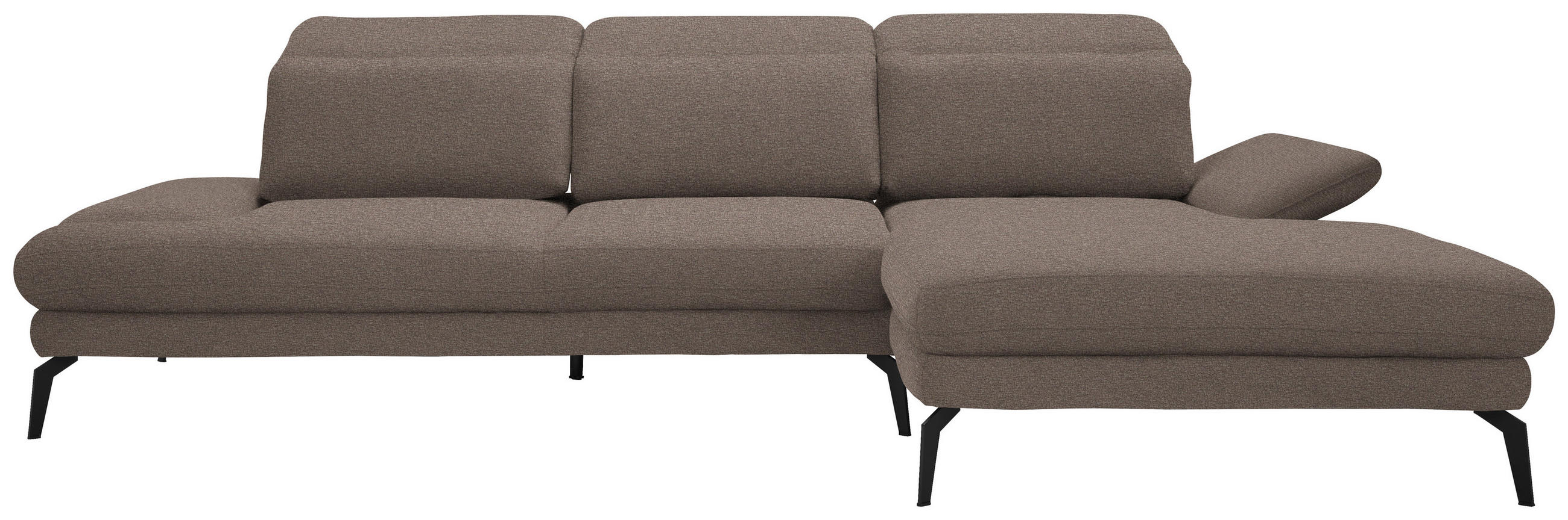 ECKSOFA in Webstoff Graubraun  - Graubraun/Schwarz, Design, Textil/Metall (289/180cm) - Stylife