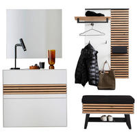 GARDEROBE 5-teilig  in 202/196/41 cm  - Eichefarben/Anthrazit, Design, Glas/Holz (202/196/41cm) - Schöner Wohnen