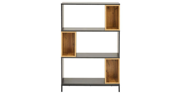 REGAL Schwarz, Eichefarben, Dunkelgrau - Eichefarben/Dunkelgrau, Design, Holzwerkstoff/Metall (80/121,1/30cm) - Carryhome