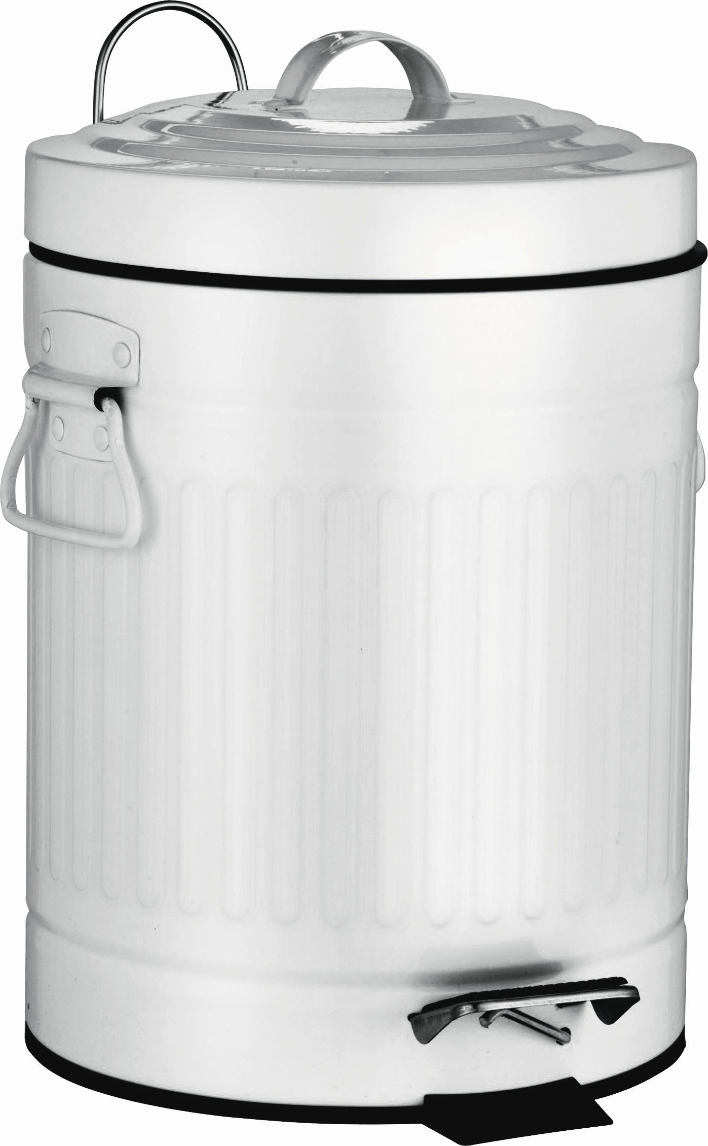 NÁŠĽAPNÝ ODPADKOVÝ KÔŠ, 5 l - čierna/biela, Basics, kov/plast (20,5/31/20,5cm) - Sadena