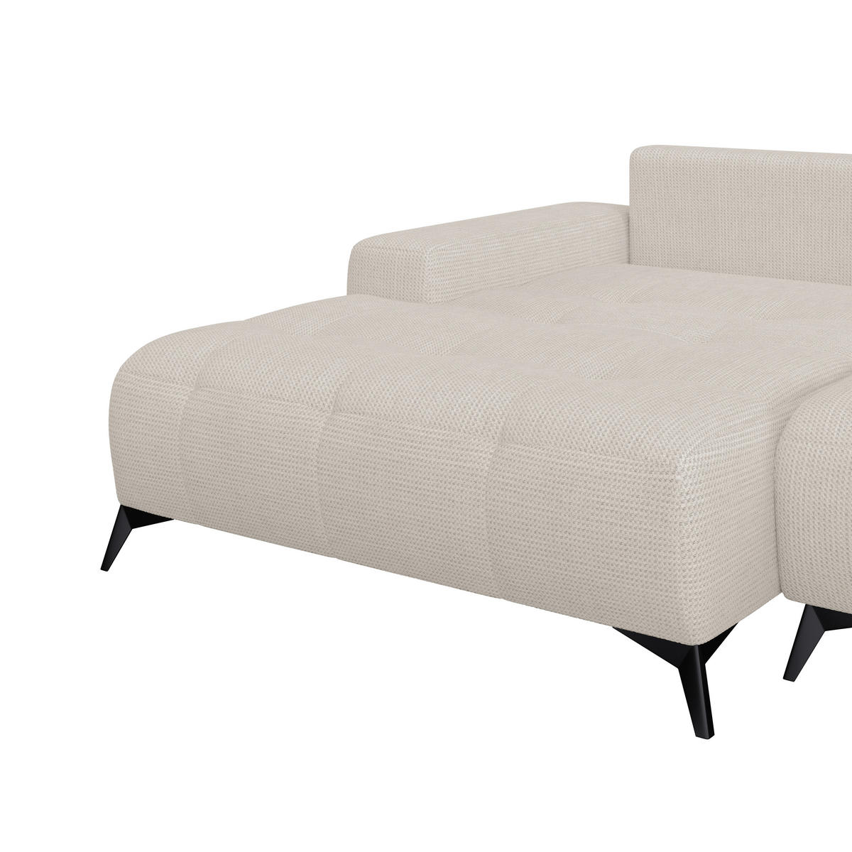 ECKSOFA MAURO Perlmutt Flachgewebe  - Perlmutt/Schwarz, Trend, Textil/Metall (175/290cm) - MID.YOU