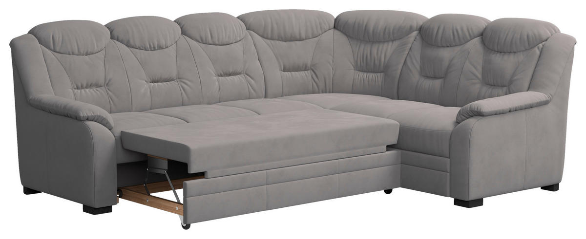 ECKSOFA Hellgrau Mikrofaser  - Hellgrau/Schwarz, Basics, Kunststoff/Textil (263/211cm) - MID.YOU