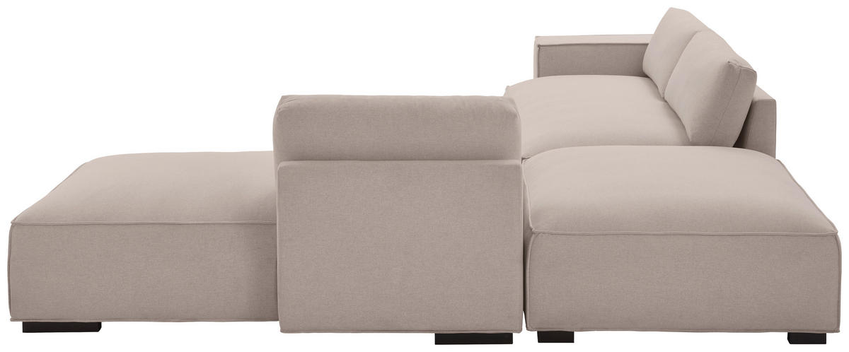 ECKSOFA Taupe Webstoff  - Taupe/Schwarz, Trend, Holz/Textil (280/260cm) - Livetastic
