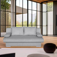 SCHLAFSOFA  mit Rücken echt Hellgrau  - Chromfarben/Hellgrau, Design, Kunststoff/Textil (193/86/85cm) - P & B