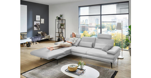 ECKSOFA in Echtleder Weiß 180/310 cm - Schwarz/Weiß, Design, Leder/Metall (180/310cm) - Dieter Knoll