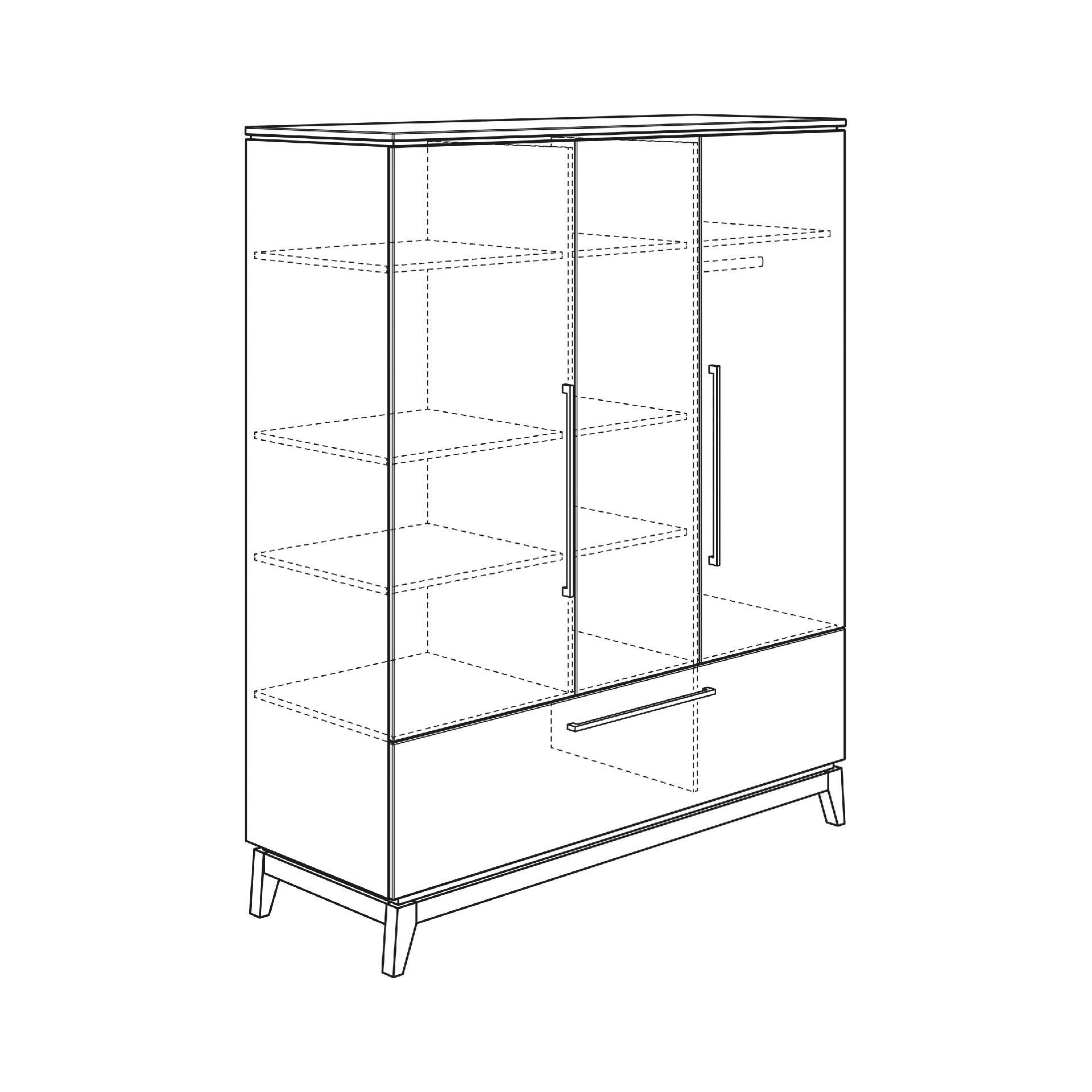 Thumbnail - Paidi Drehtürenschrank Sten, Grau, Eiche, Holzwerkstoff, Eiche, massiv, 7 Fächer, 1 Schubladen, 170.7x200x57.2 cm, Blaue...