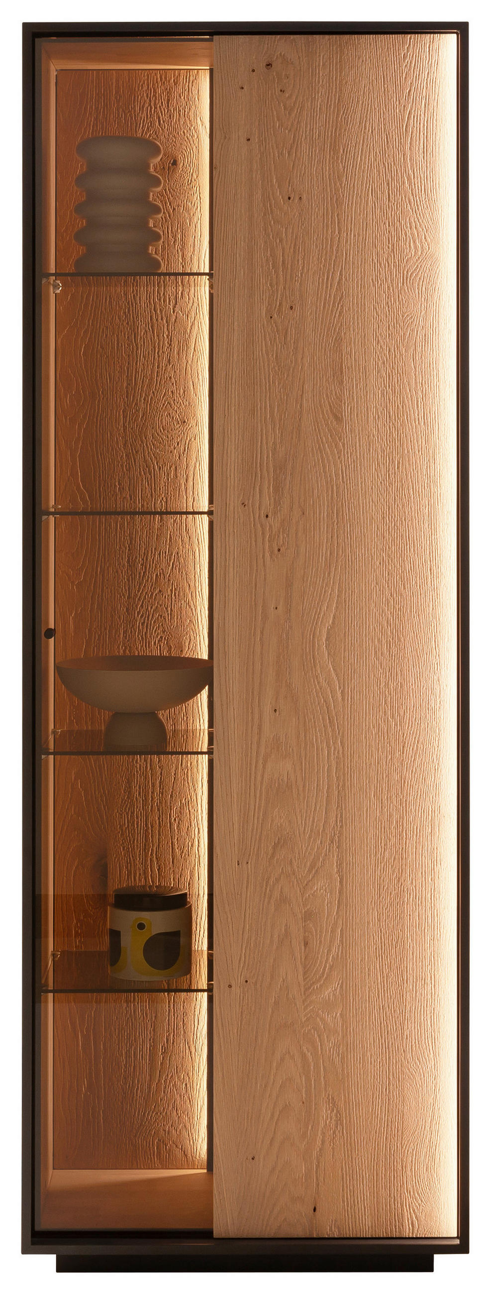 VITRINE  in massiv Kerneiche Eichefarben - Eichefarben/Anthrazit, Design, Glas/Holz (67/197/42cm) - Schöner Wohnen