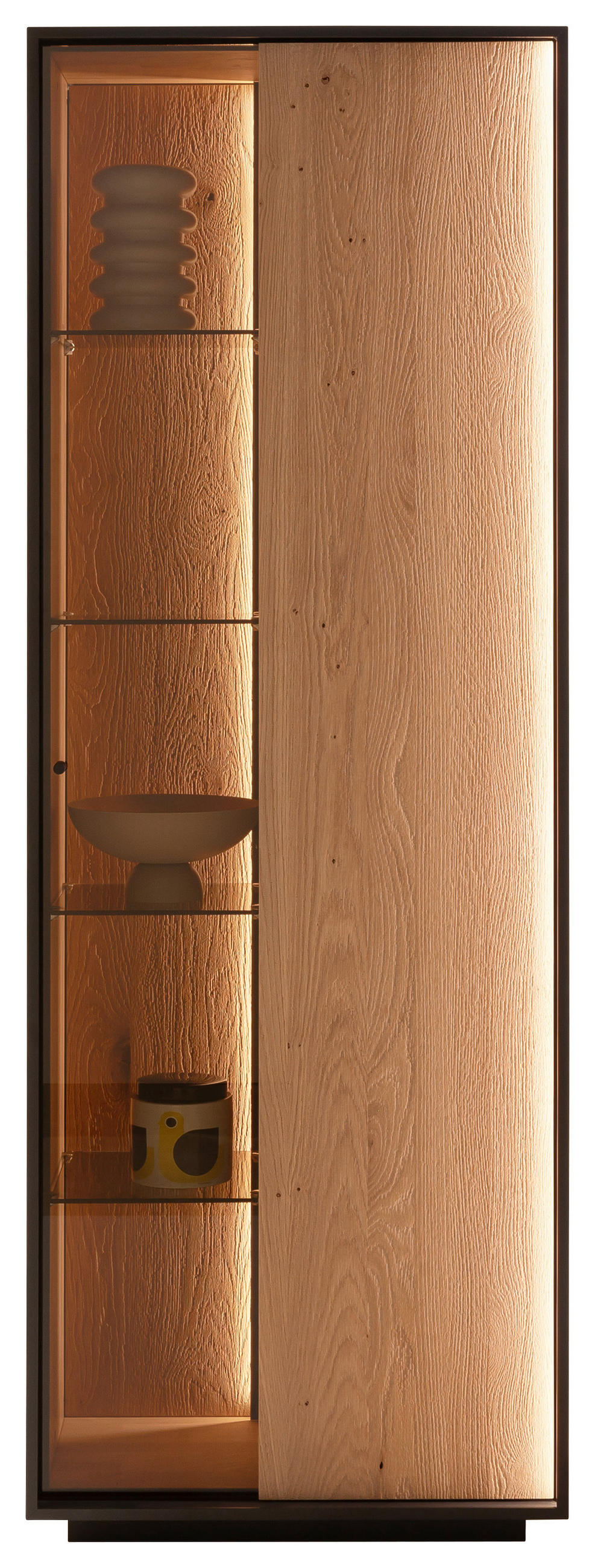 VITRINE  in massiv Kerneiche Eichefarben - Eichefarben/Anthrazit, Design, Glas/Holz (67/197/42cm) - Schöner Wohnen