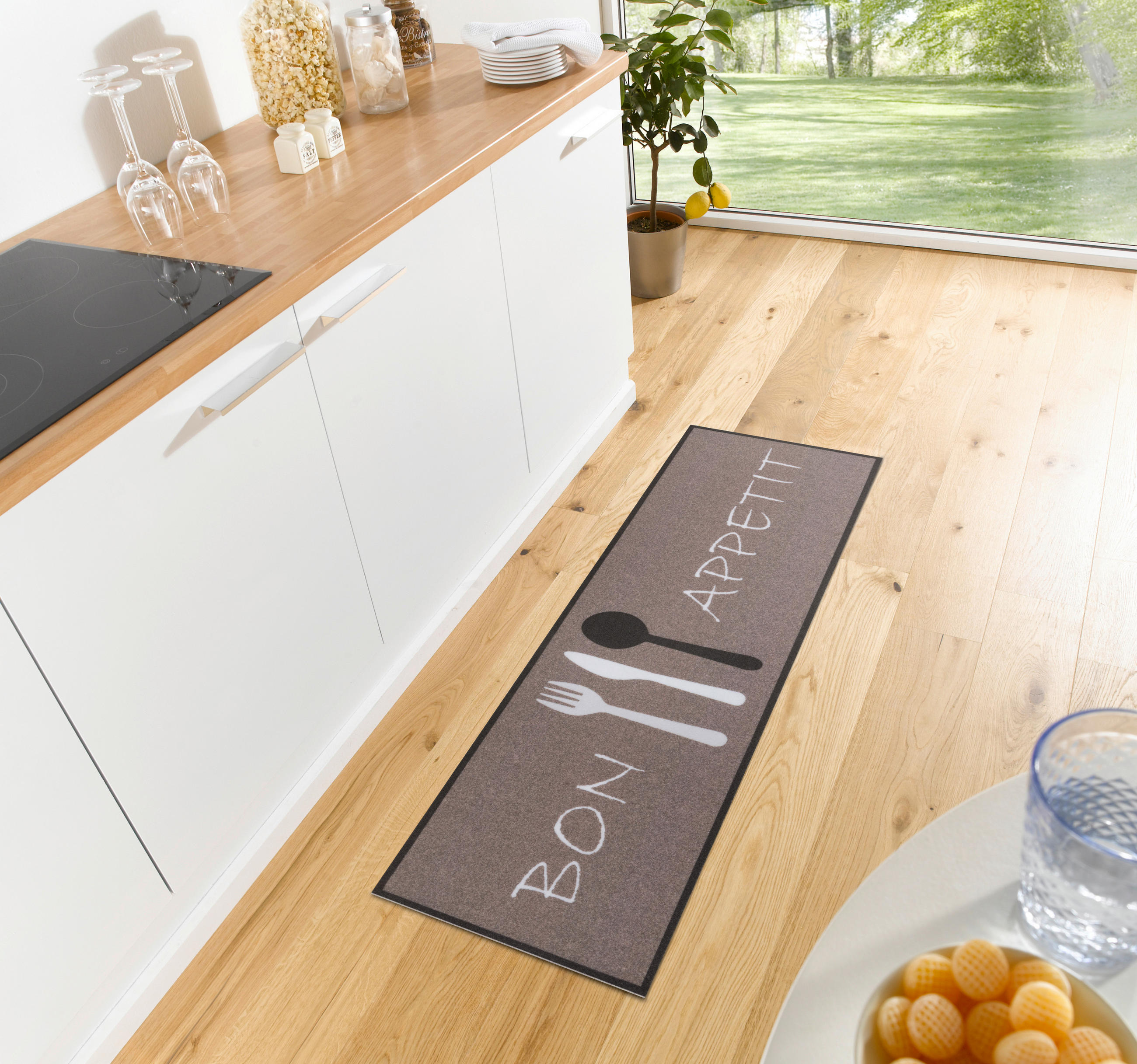 KÜCHENLÄUFER 50/150 cm Cook & Clean Braun, Weiß  - Braun/Weiß, Design, Kunststoff (50/150cm) - Esposa