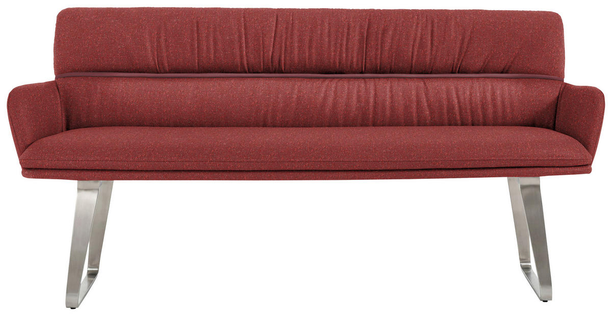 SITZBANK 220/86/68 cm Mikrofaser Dunkelrot  - Silberfarben/Dunkelrot, Design, Textil/Metall (220/86/68cm) - Valdera