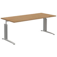 SCHREIBTISCH 180/80/70-82 cm  in Eichefarben, Alufarben  - Eichefarben/Alufarben, KONVENTIONELL, Holzwerkstoff/Metall (180/80/70-82cm) - Moderano