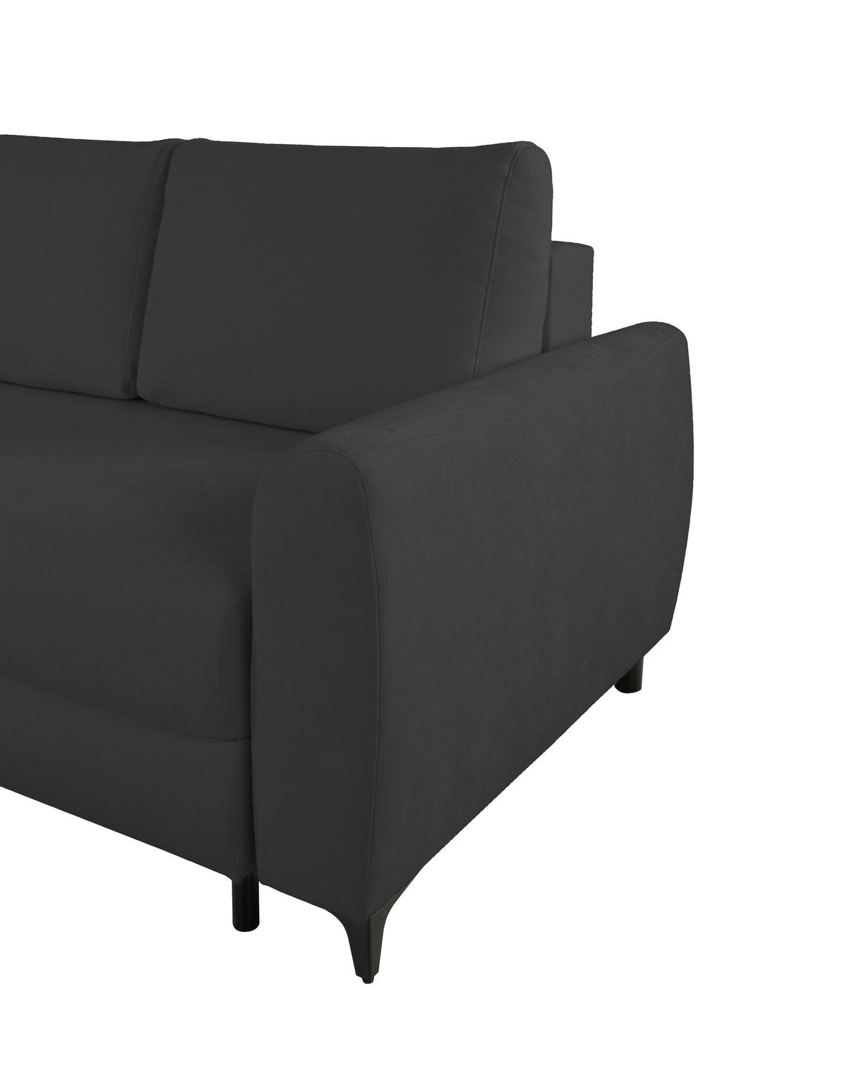 ECKSOFA Moli Anthrazit  - Anthrazit/Schwarz, Design, Textil/Metall (236/148cm) - MID.YOU