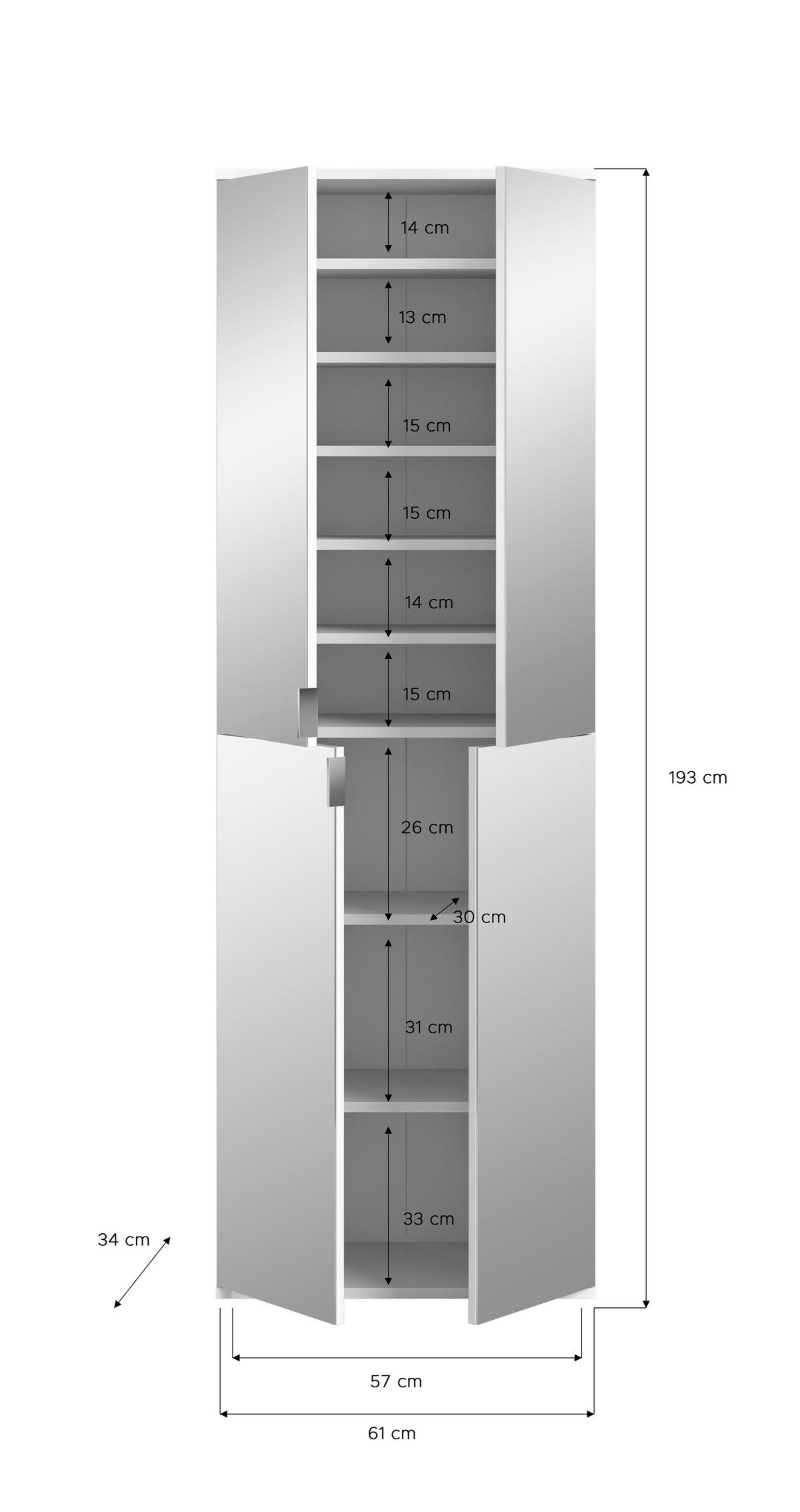 PREDSOBA bela, visoki sijaj - bela/visoki sijaj, Konvencionalno, steklo/leseni material (212/193/34cm) - MID.YOU