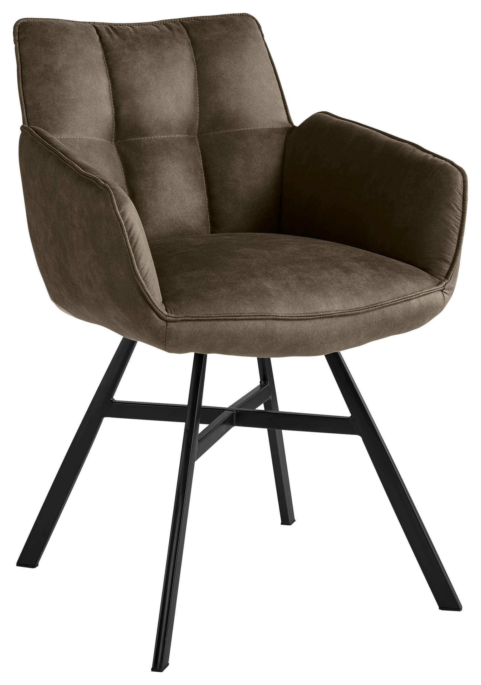 ARMLEHNSTUHL  Stoffauswahl, Typenauswahl Mikrofaser  - Taupe/Schwarz, Design, Textil/Metall (60/84/65cm) - SetOne by Musterring