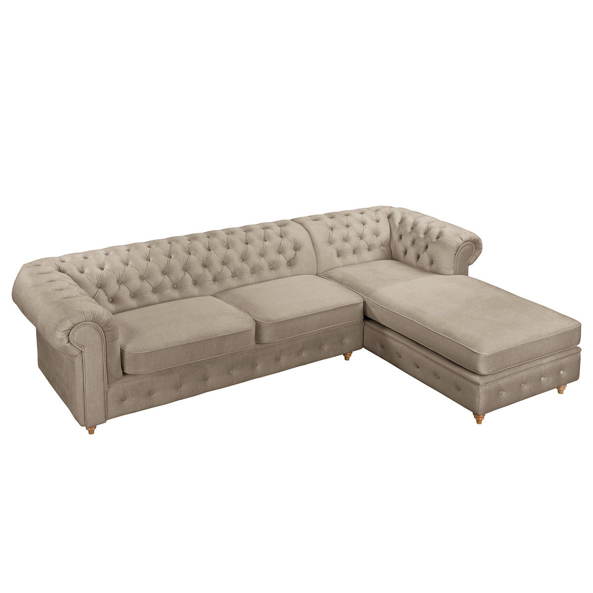ECKSOFA Laura in Mikrofaser Taupe  284/182 cm  - Taupe/Creme, Design, Holz/Textil (284/182cm) - P & B