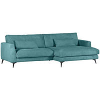 ECKSOFA in Cord Petrol  - Petrol/Schwarz, Lifestyle, Textil/Metall (270/140cm) - Livetastic