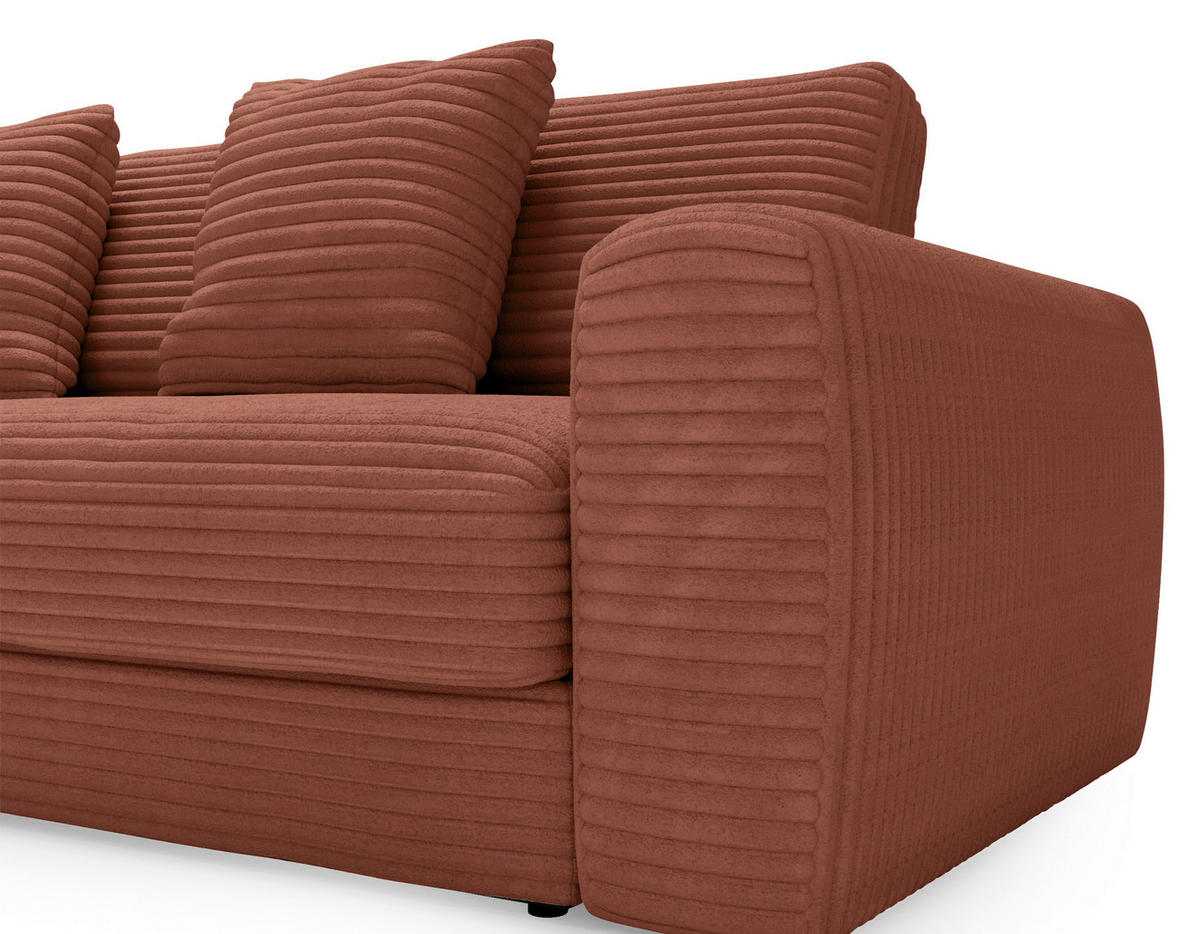 ECKSOFA Bronzefarben Cord  - Schwarz/Bronzefarben, MODERN, Kunststoff/Textil (182/302cm) - Carryhome