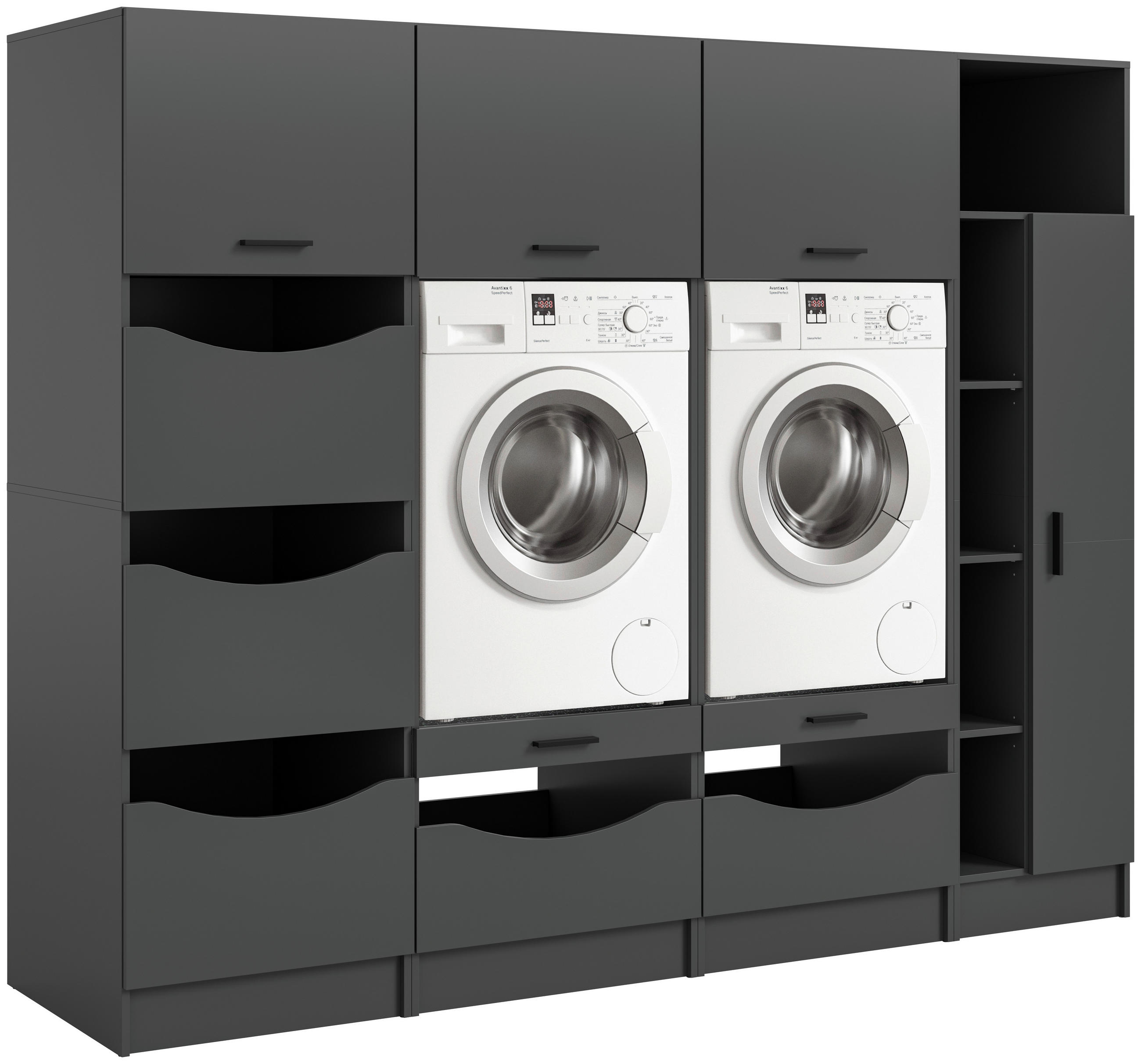 HAUSWIRTSCHAFTSRAUM 242/195/68 cm  in Anthrazit  - Anthrazit, Basics, Holzwerkstoff (242/195/68cm) - MID.YOU