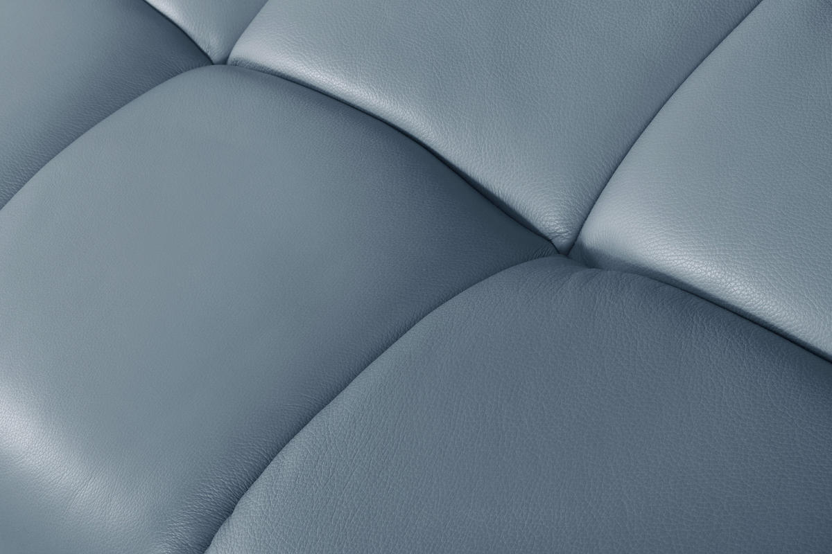 ECKSOFA Graublau Echtleder Rücken echt, Kopfteilverstellung  - Graublau/Schwarz, MODERN, Leder/Metall (224/294cm) - Celina Home