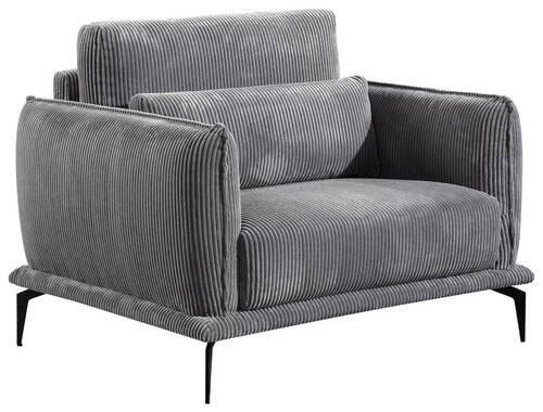 SESSEL Cord Grau    - Schwarz/Grau, Design, Textil/Metall (105/81/89cm) - Livetastic