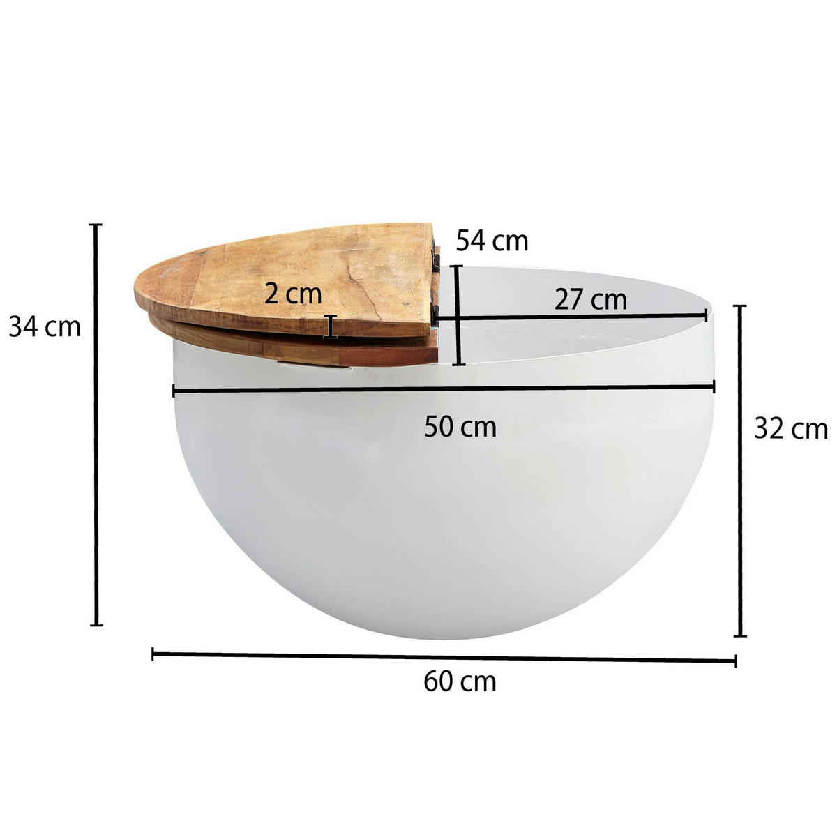 KLUBSKA MIZA, rjava, bela  - bela/rjava, Moderno, kovina/les (60/60/34cm) - MID.YOU