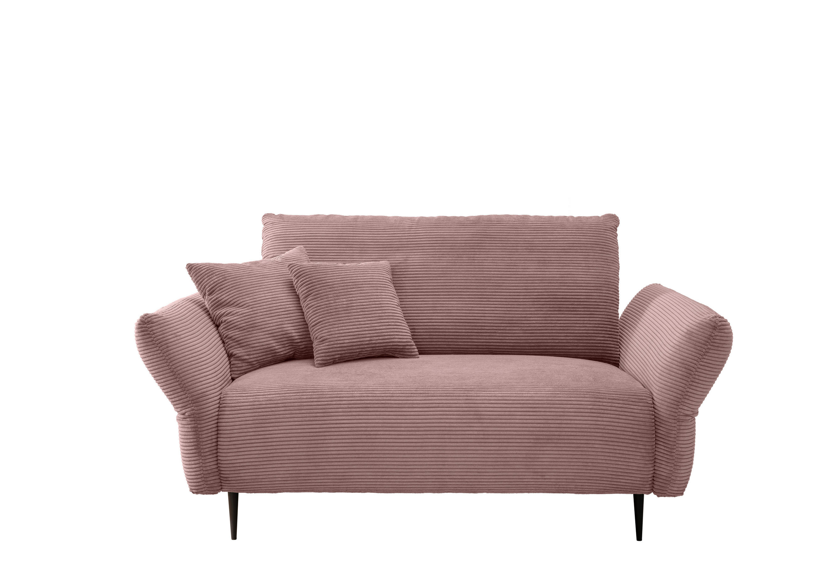2-SITZER-SOFA Cord Rosa  - Schwarz/Rosa, Design, Textil/Metall (163/97/102cm) - Livetastic